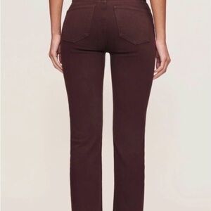 DL1961 Women's Straight Leg Jeans in Dark Burgundy / Brown